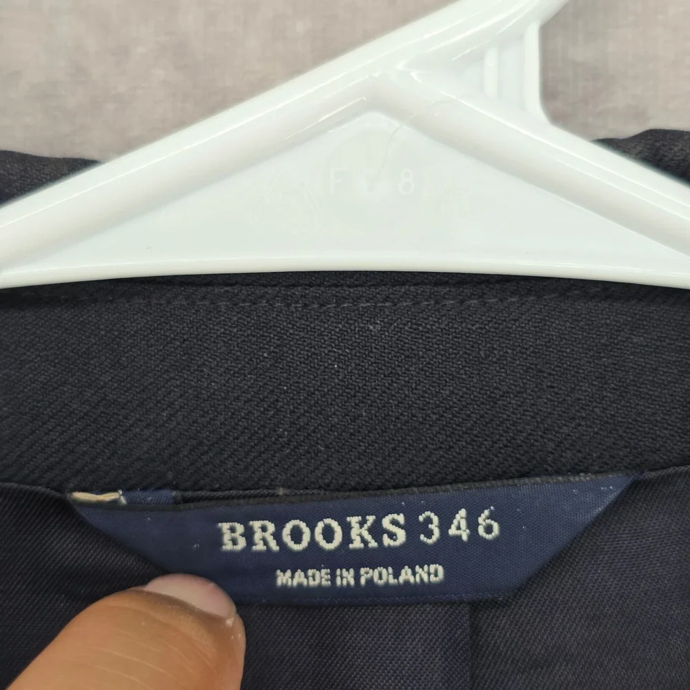 Brooks 346 Navy Blue Wool Cashmere Blazer Silver Crest Buttons Mens 46R Casual